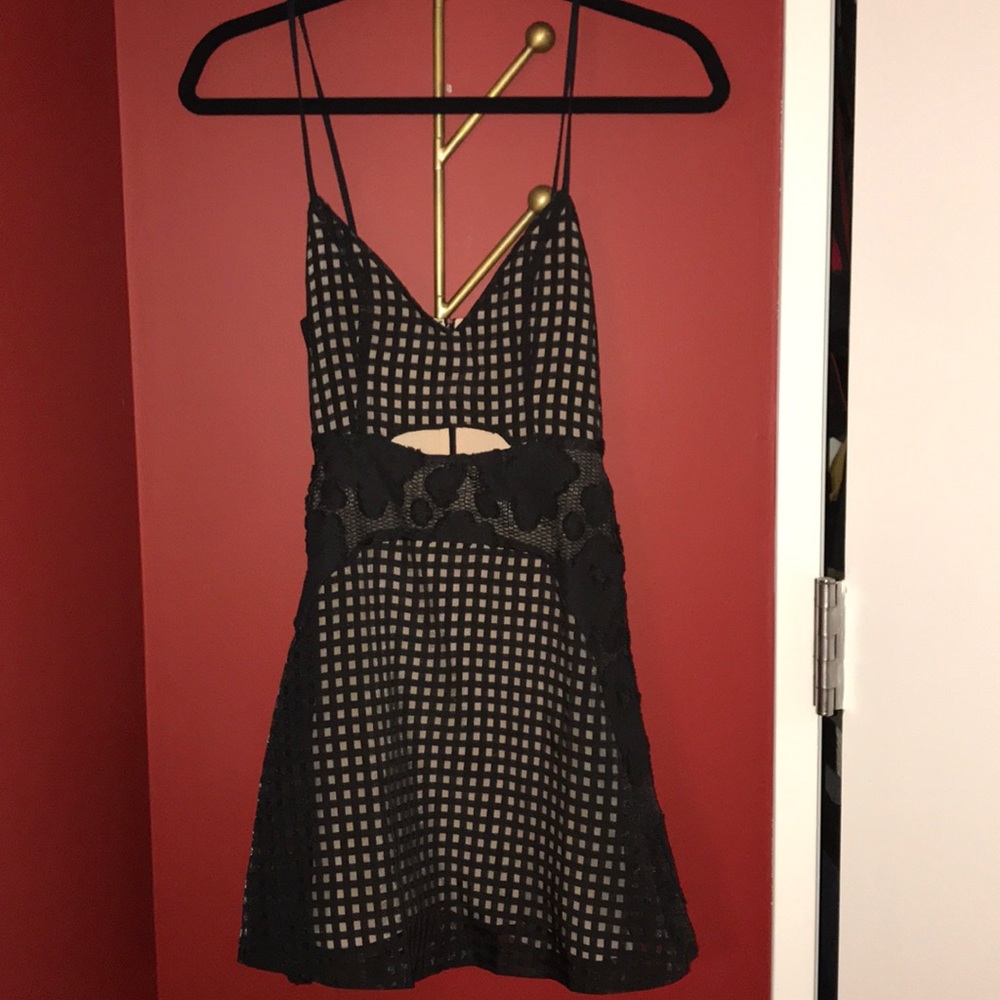 Nbd black lace mini dress xs